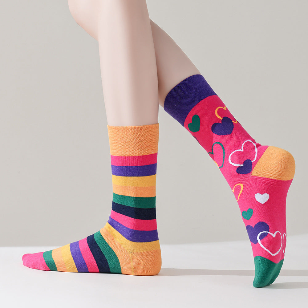 Wholesale Happy socks personality AB asymmetric mandarin duck socks combed cotton all-in-one boneless socks